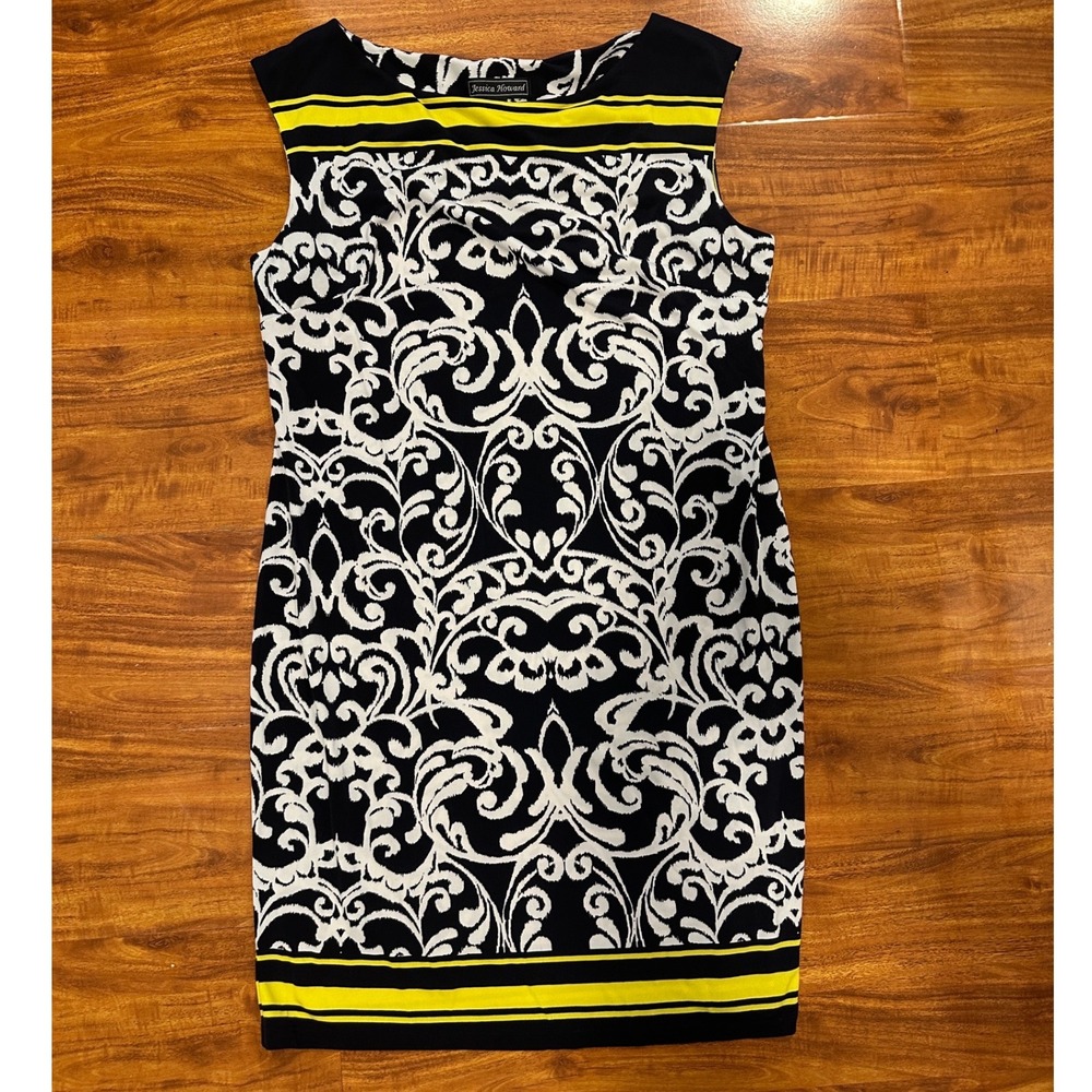 Jessica Howard‎ Womens Shift Dress Multicolor Damask Classy Stylish Career Sz M